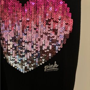 Victoria’s Secret Pink Sparkly heart black tank top
